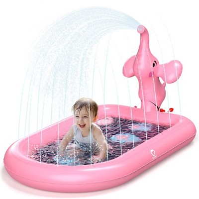 QPAU Splash Pads for Toddlers 1-3 Pink Elephant Toy Splash Pad for Kids Outdoor