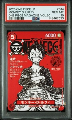 2025 PSA 10 One Piece Magazine Vol.20 Monkey D Luffy ST21-014