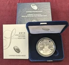 2014-W Proof American Silver Eagle Dollar $1 Box & COA US Mint