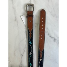 Catchfly Studio Girls Large Embroidered Arrow Western Belt Black Brown Turquoise