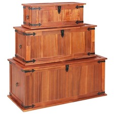 Wooden Storage Chest Trunk Blanket Box Shoe Lockable with Handles Coffee Table