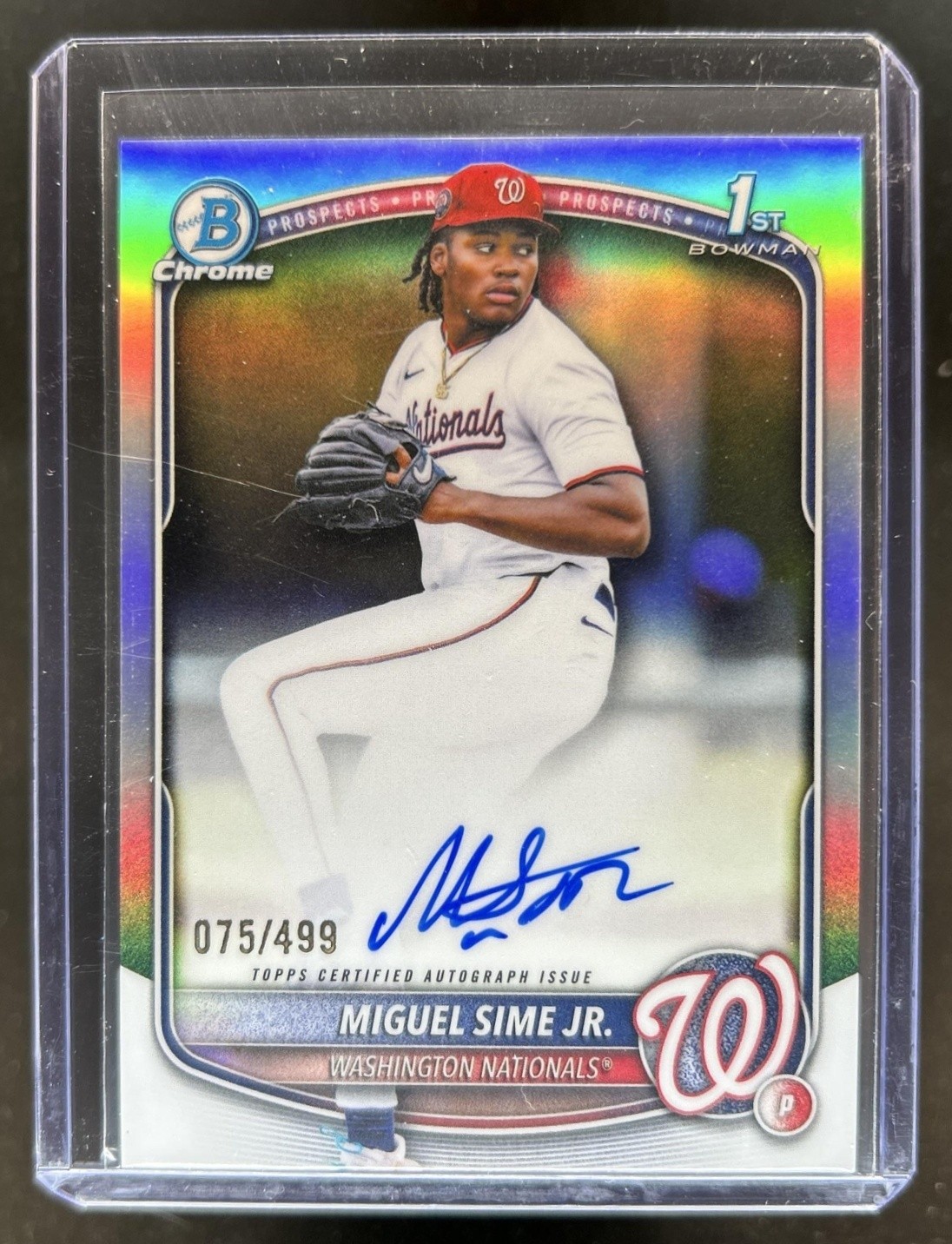 2025 Bowman Draft Miguel Sime Jr. Chrome Auto Refractor 1st #/499 Nationals