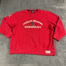 Ralph Lauren Sweater Mens XXL Red Polo Jeans Company Sweatshirt Cozy Vintage