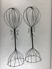 Vintage Set of 2 Wire Metal Hat Wig Stands Displays Holders 21"