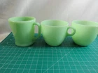 Vintage Fire King Jadite Oven Ware Heavy  1 Coffee Mugs 2 Coffee Cup C Handles