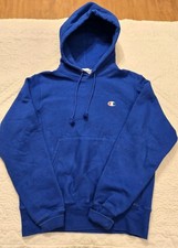 Champion Reverse Weave Hoodie Mens Small Royal Blue Pullover Blank Heavyweight