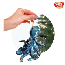 Coastal Ceramic Christmas Ornament   Unique Octopus for Beach Lovers, 4 Inches