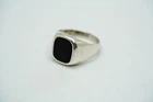 Vintage AVON Sterling Silver Mens Onyx Signet Ring Size 11 JB49