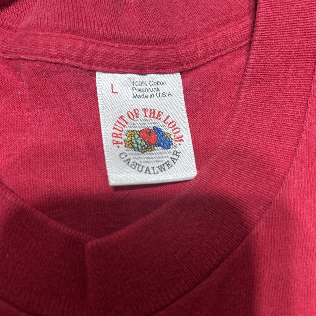Vintage 80s Fruit Of The Loom Casual Wear Blank T-shirt Red | eBay