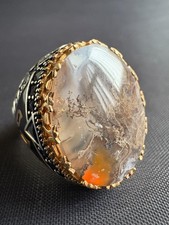 925 Sterling Silver Ring Moss Agate Gemstone Ring Handcrafted Ring Size 7.75 US