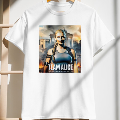 Alice Weidel, Tomb Raider, Lara Croft, AfD T-Shirt, Alternative für Deutschland