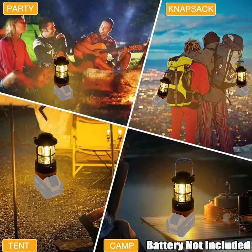 LED Lantern For Dewalt 18V/20V Li-ion Battery Hanging Work Lights for Camping US - Image 3 of 4