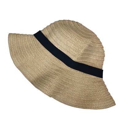 Madewell Straw Beach Hat Tan Black Ribbon 4 display picture 3