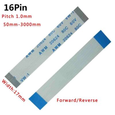 Pitch 1.0mm 16-Pin 16P FFC/FPC Flexible Flat Cable Wire Width 17mm L:50mm-3000mm
