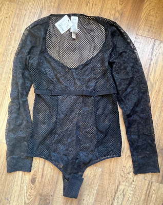 Calzedonia Tezenis Body, size M, long sleeved bodysuit, flower and mesh,  BNWT