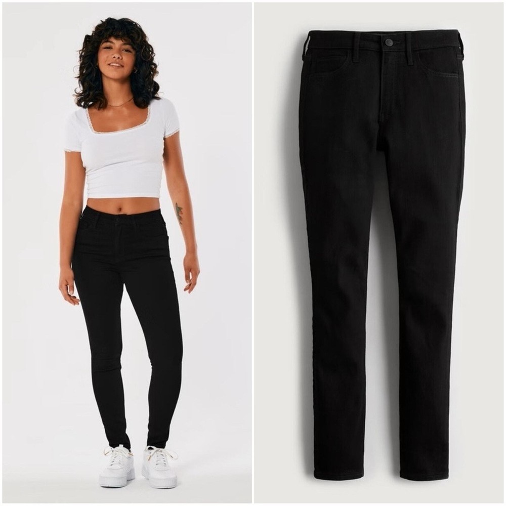 HOLLISTER High Rise Super-Skinny Soft Stretch Jeans 1R Black W25 L28