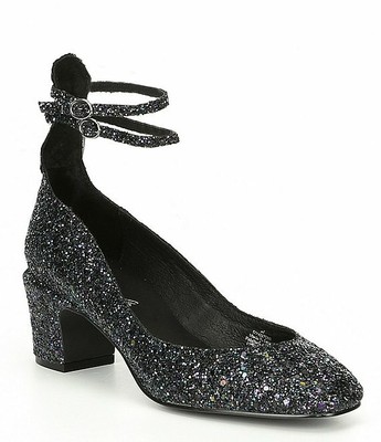 glitter block heels closed toe