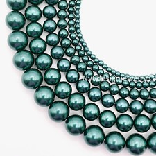 Teal Green Glass Pearl Round Loose Bead 3, 4, 6, 8, 10, 12mm 16" Strand 22