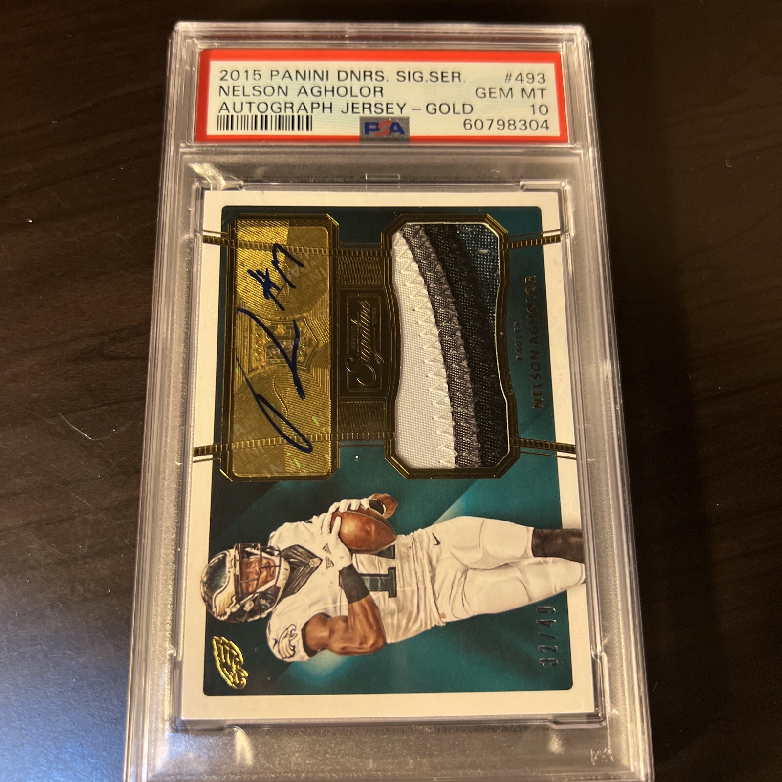 Nelson Agholor Panini Donruss Signature Series #493 Autograph Jersey-Gold