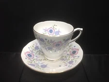 Bone China Blue Blossoms Teacup & Saucer Set Made for Avon 1974