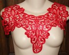 Lot 6 cherry red front bodice sewing dress crew neck appliques 16.5" x 13.5"