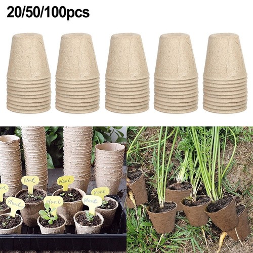 50 Stück Bio-Torftöpfe 8 Cm – Biologisch Abbaubare Anzuchttöpfe Aus Papier Für Samen & Sämlinge