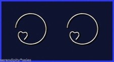 12 GOLD Plated HEART Ear Wire Earrings HOOPS 23mm ~Nickel Free ~ Wine Charms