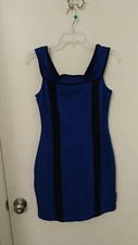 Forever 21 Blue black Contrast-Trimmed Bodycon Dress Sz L