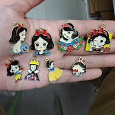 80pcs Cartoon Snow White Enamel Metal Charms Pendants Diy key Jewelry Making