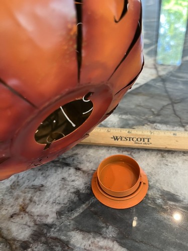 7" Wide Metal Halloween Pumpkin Tea Light Holder o3 - Picture 5 of 6