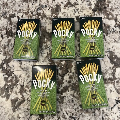Pocky Cream Covered Biscuit Sticks 2.47 oz per Pack (Matcha, 5 Pack)