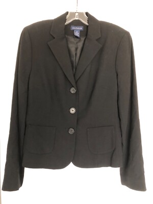 Ann Taylor Wool Blend Black Blazer Jacket Size fully lined