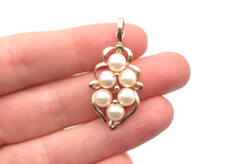 Vintage 14k Solid Gold Pearl Pendant Estate Mid Century Jewelry Gold 3.5 g