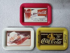 Lot of 3 Coca Cola Coke Tin Trays 1991 1989 Vintage Advertisements Ads