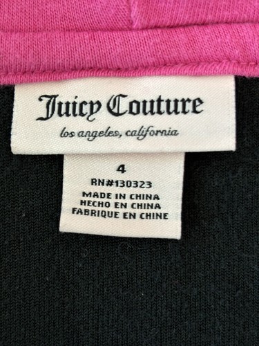Juicy Couture Girls 4T Zip Up Black & Pink Gold Bling Bedazzled Velour Hoodie - Picture 3 of 5