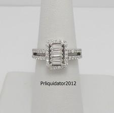 1CT Natural Diamond Halo Anniversary Engagement Wedding Ring 14K White Gold Band