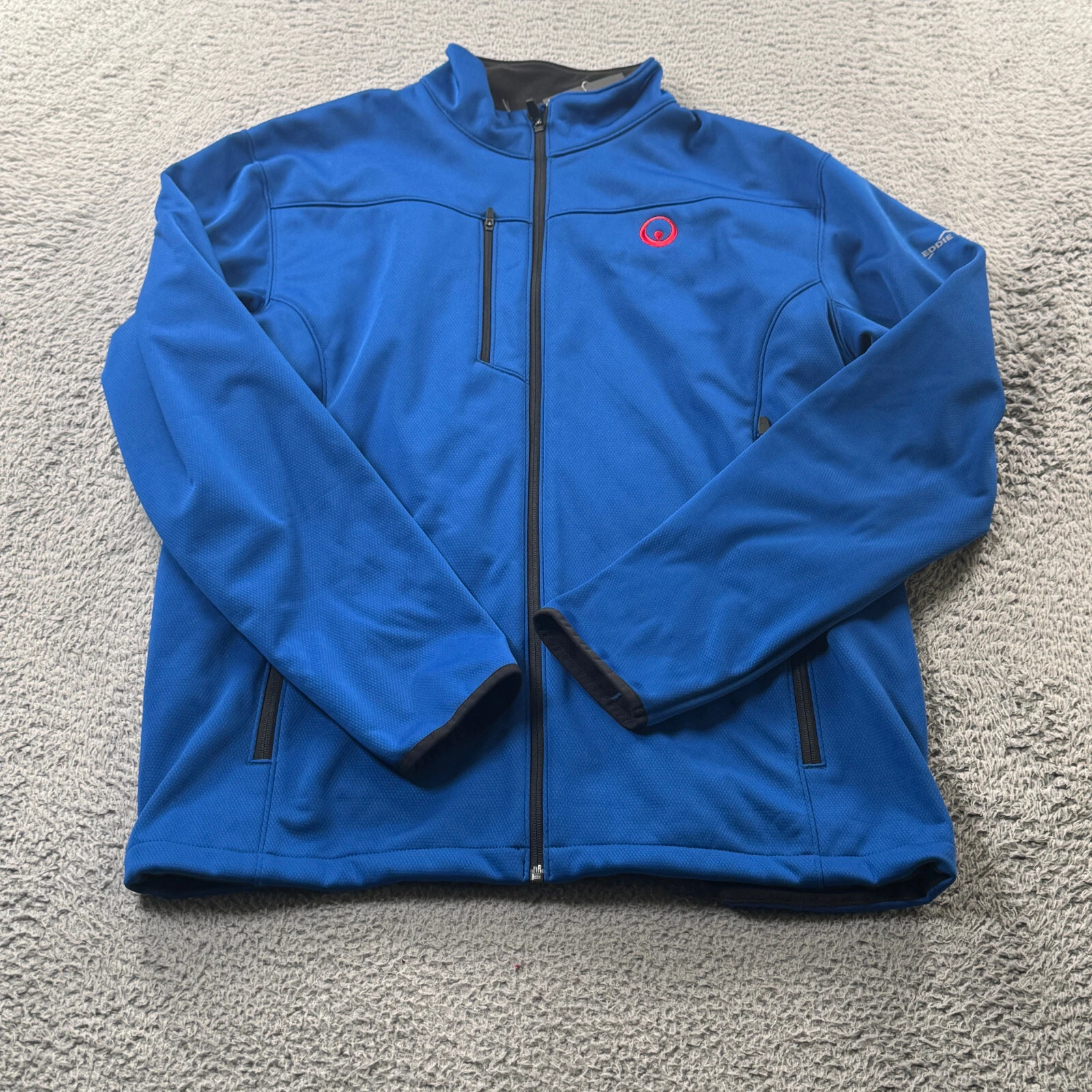 Eddie Bauer Jacket Mens Large Weather Resist Softshell Outdoor Cinch Blue NEW