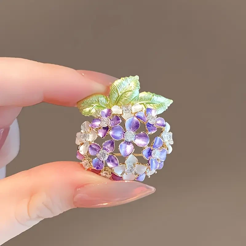 Broche Hortensia Púrpura Vintage Floral Solapa Prendedor Moda Regalo Mujeres Nuevo Foto 2 de 3