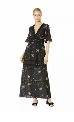 NWT SHOW ME YOUR MUMU Tabitha Black Dancing Floral Lace Ruffle