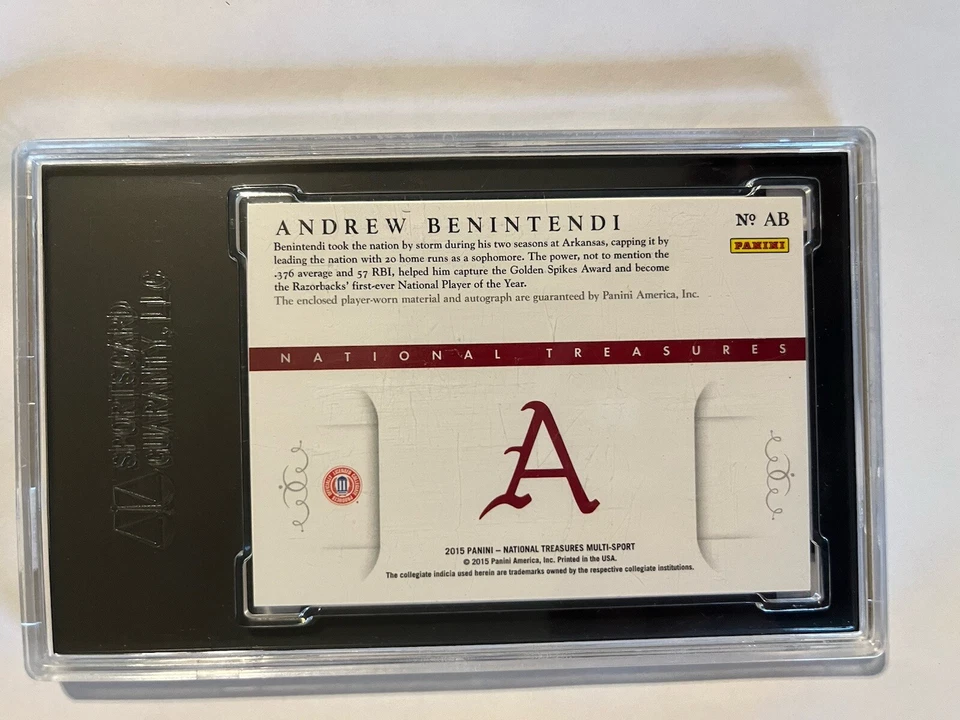 2015 National Treasures College -Mat #AB Andrew Benintendi /99 (AU, MEM, RC) - Image 2 of 2