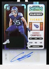 2022 Panini Contenders Chance Campbell Playoff Ticket Auto RC #34/99 Titans
