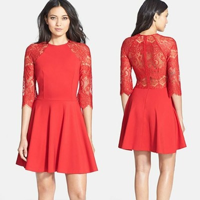 fit and flare cocktail dress with sleeves