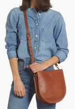 Madewell The Transport Brown Leather Saddlebag Crossbody Bag $158