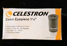 1.25" Celestron 8-24mm Zoom Eyepiece For Telescope. New-Factory Sealed 