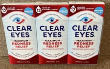 Clear Eyes Max Redness Relief Eye Drops 0.5oz each *Three Pack* 8/27