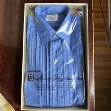 Vtg 70s Lion Of Troy Tuxedo Shirt Mens Blue Pleated Prom NOS 15 33