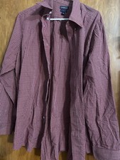 Men  s Croft  Barrow Dress Shirt. Red and White. Classic Fit L 34/35.
