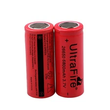 2pcs UltraFire 26650 Battery Rechargeable 3.7V Flat Top Batteries Li-Ion Cell