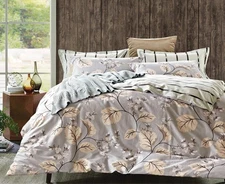 Open Box King Size Botanical Print Cotton Bed Set:1 Duvet Cover 2 Pillow Shams