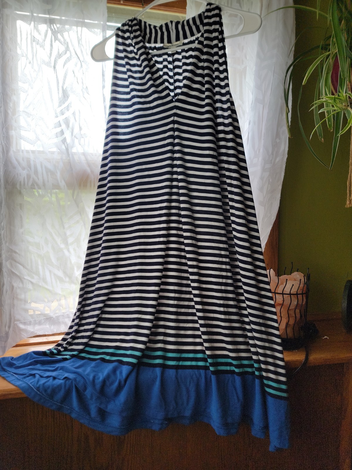 Max Studio Dress Womans XL Striped Sleeveless ALine Flare Midi  Boat Vacation